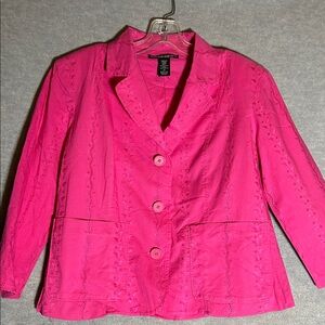 PIERRE CARDIN Y2K Naturalist Coquette Eyelet Embroidery Lined Cotton Jacket